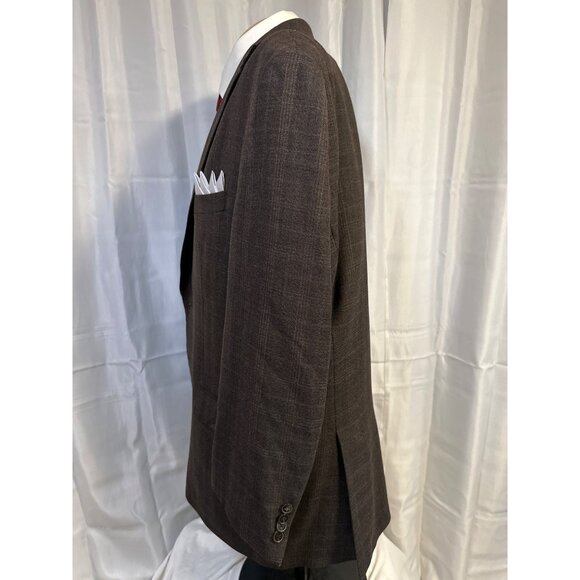 Calvin Klein Mens Wool Suit Jacket Blazer 44R Dark Brown With Notch Lapel & Butt - Picture 7 of 9